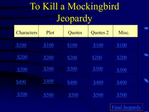 To Kill a Mockingbird Jeopardy Game