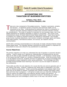 ACCOUNTING 322-- INTEGRATED ACCOUNTING TOPICS II (Tax