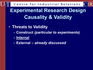Experimental Research Design Causality & Validity