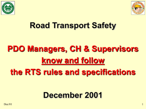 Road Transport Safety PDO Managers, CH & Supervisors know and
