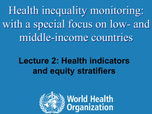 Lecture 2: Health indicators and equity stratifiers