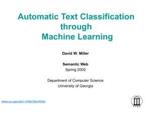Automatic Text Classification throughMachine Learning