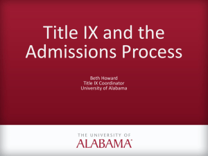 Title IX and the Admissions Process