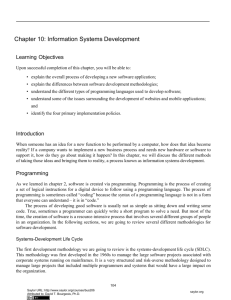 Chapter 10: Information Systems Development