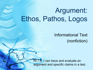 Argument: Ethos, Pathos, Logos