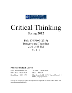 Critical Thinking, Spring 2012 (08-25-12-12-00