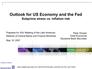Deutsche Bank's View of the US Economy and the Fed