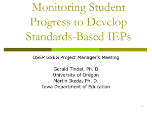 Monitoring Student Progress to Develop Standards