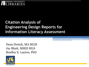 Citation Analysis of Engineering Design Reports for Information