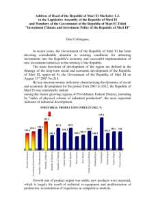 Investment Climate and Investment Policy of the Republic of Mari El