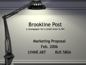 PowerPoint Presentation - Brookline Post a small town newspaper