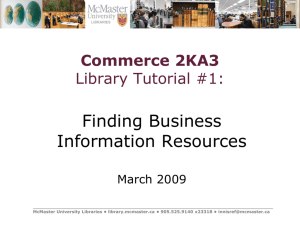 Commerce 2KA3 Library Tutorial #1: Finding