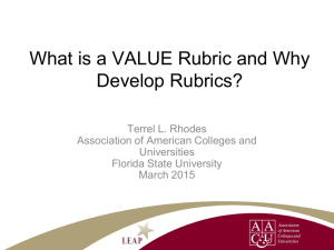 What is a VALUE Rubric and Why Develop Rubrics?