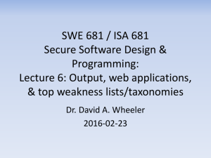 Output, Web Applications, Top weakness lists, taxonomies
