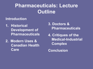 Pharmaceuticals: Lecture Outline