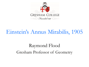 Powerpoint Presentation for "Einstein's Annus Mirabilis, 1905"