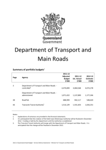 Department of Transport and Main Roads: Budget Paper 5 * Service