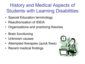 History and Medical Aspects of Students with Learning Disabilities