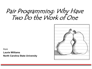 Pair Programming - The University of North Carolina at Chapel Hill