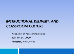 Instructional Delivery, and Classroom Culture ()
