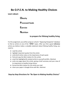 Be OPEN to Making Healthy Choices Lesson