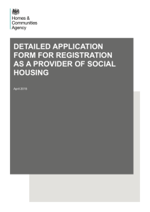 Detailed application form for registering as a provider of social housing