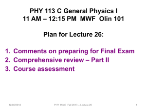 Final exam schedule for PHY 113 C