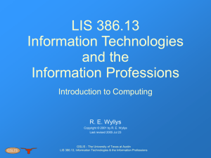 LIS 386.13 Information Technologies and the Information