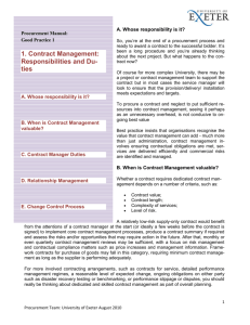 Contract management responsibilities and duties