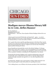 Madigan moves Obama library bill in re-vote