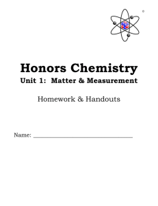 Unit 1 HW Packet - Intro to Chemistry: Matter and Measurement