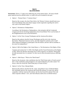 Quiz 8: Age of Revolution Instructions: Write a 1