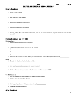 Latin American Revolutions Webquest Worksheet