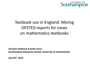 Mining OFSTED reports for views on mathematics textbooks
