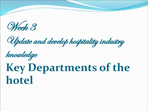 week (3) key departments of the hotel