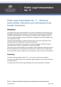 PLI 11 – Electronic funds transfer instructions and international