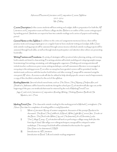 Advanced Placement Literature and Composition Course Syllabus