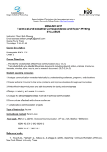 Technical and Industrial Correspondence and Report Writing