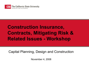 Construction Insurance, Contracts, Mitigating Risk & Related Issues