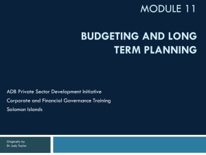 Budgeting and Long Term Planning