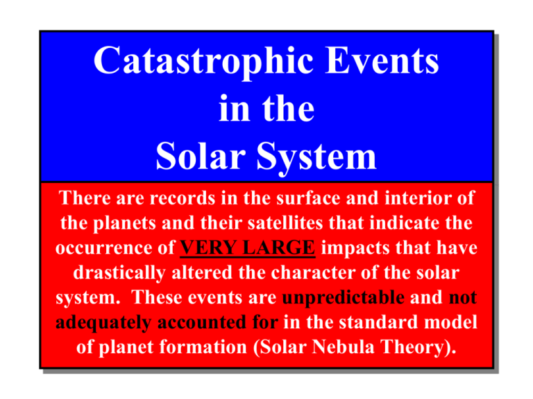 Catastrophic Events in the Solar System