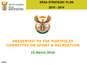 SRSA Strategic Plan 2010 – 2014 Presentation