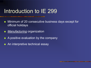 Information for IE299 Students