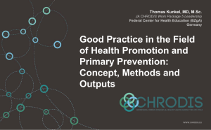 JA-CHRODIS and Good Practices in the Field of Health Promotion