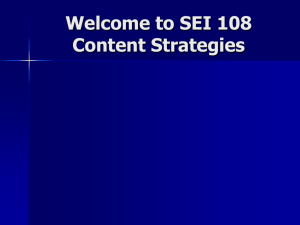 Welcome to SEI 108 Content Strategies