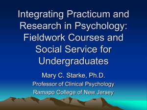 Integrating Practicum and Research in Psychology: Fieldwork