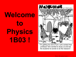 Lecture 1 - McMaster Physics and Astronomy