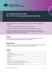 Accounting Guidance Note No. 2013/1 Annual Appropriations