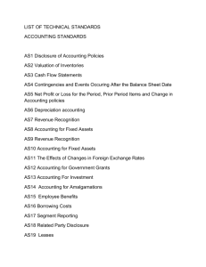 LIST OF TECHNICAL STANDARDS ACCOUNTING STANDARDS
