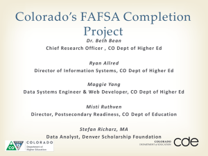 Colorado*s FAFSA Completion Project